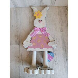 Vintage rabbit white folk art‎ Easter standing spring home decor figure